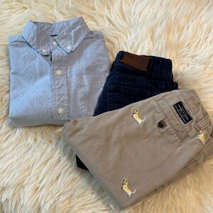 Janie and Jack button down shirt 2T 18-24 months boy outfit dog pants corduroy
